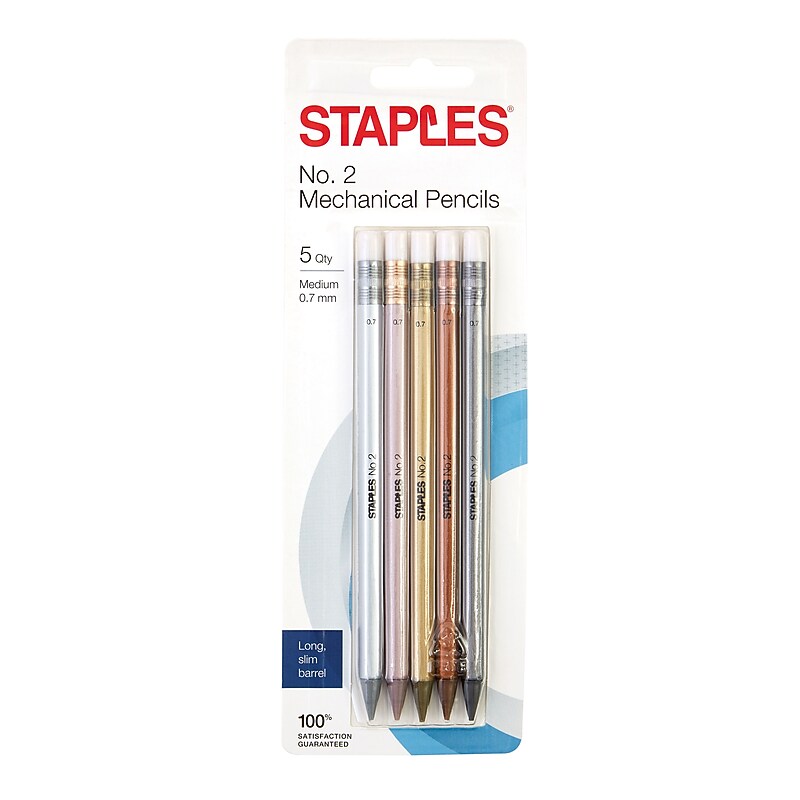 Staples Mechanical Pencil, 0.7mm, #2 Lead, 5/Pack (29085) image 1