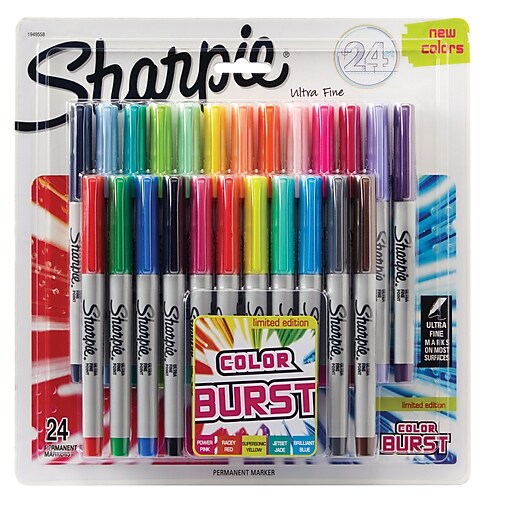 Sharpie® Color Burst Ultra Fine Point Permanent Markers, Assorted, 24