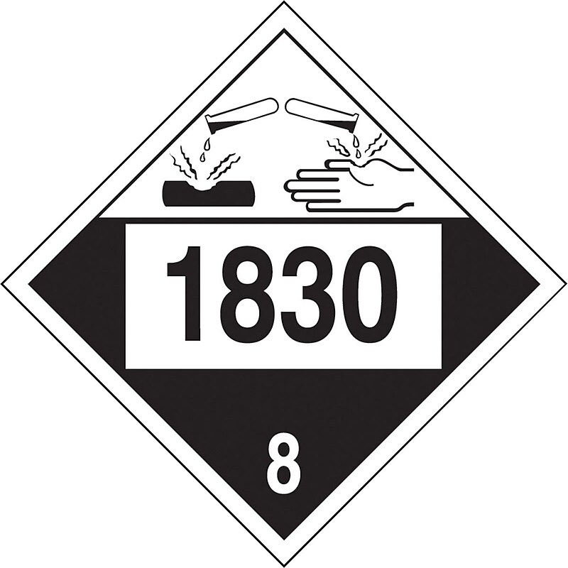 Accuform 4-Digit DOT Placard, "1830" Hazard Class 8 , 10.75" x 10.75", Adhesive Vinyl, 25/Pack (MPL781VS25) image 1