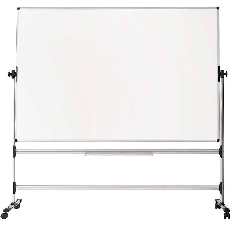 MasterVision Earth-it Easy-Clean Reversible Mobile Presentation Easel, Silver, 80"H image 1