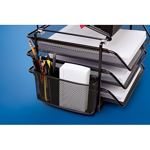 Staples® AllinOne Black Wire Mesh Desk Organizer Staples