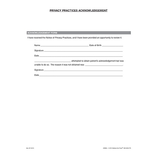 Medical Arts Press® Privacy Practices Acknowledgement Staples