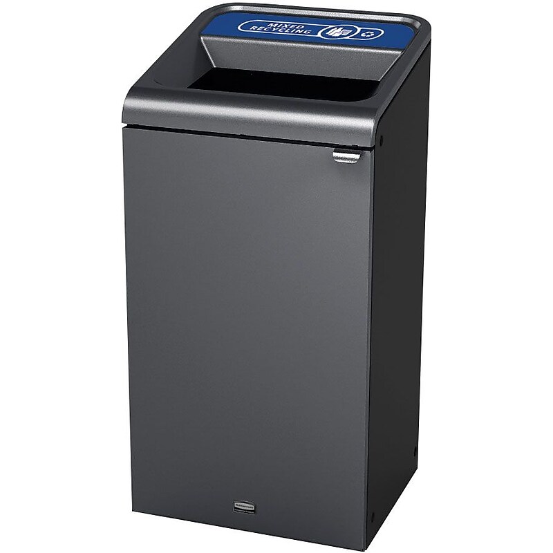 Rubbermaid Configure Single-Stream Recycling Station, 33 Gallon, Stenni Gray (1961629) image 1