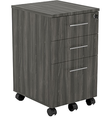 Safco Medina 3-Drawer Mobile Vertical File Cabinet, Letter Size, Lockable, 26.75"H x 15.5"W x 18"D, Gray (MNBBFLGS)