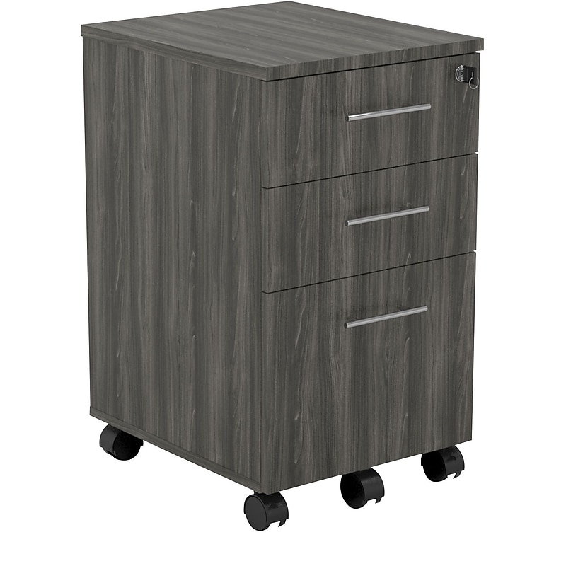 Safco Medina 3-Drawer Mobile Vertical File Cabinet, Letter Size, Lockable, 26.75"H x 15.5"W x 18"D, Gray (MNBBFLGS) image 1