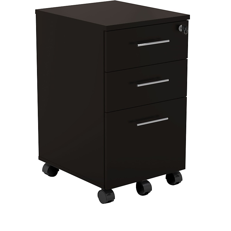 Safco Medina 3-Drawer Mobile Vertical File Cabinet, Letter Size, Lockable, 26.75"H x 15.5"W x 18"D, Mocha (MNBBFLDC) image 1