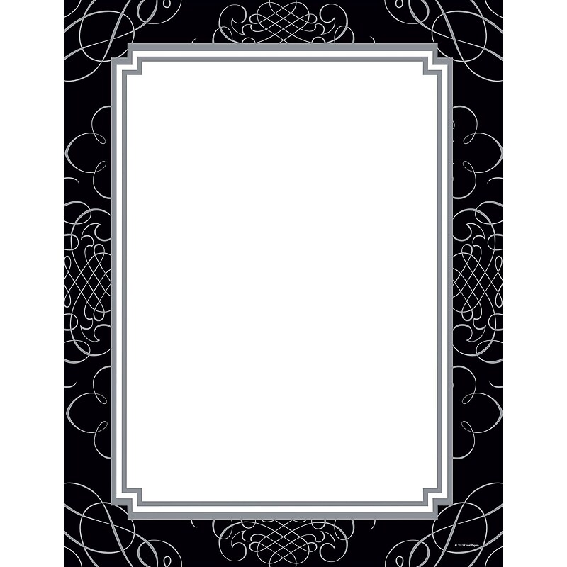 Great Papers! Black and Silver Scroll Letterhead, 8.5" x 11", 80 count (2013169) image 1