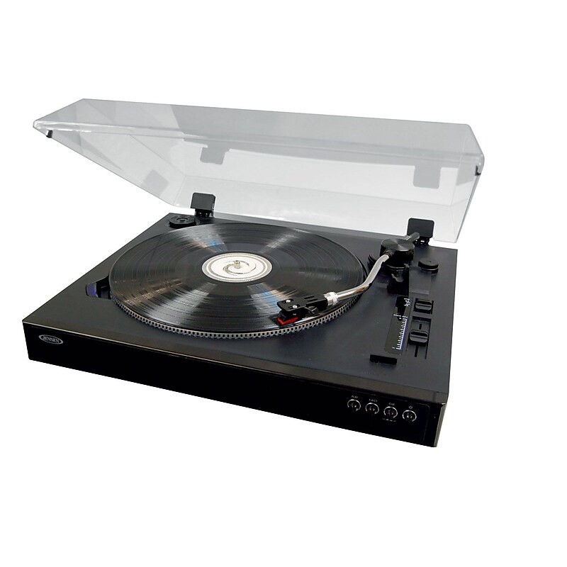 Jensen Professional 3-Speed Stereo Turntable with Speed Adjustment, Black (JTA-470) image 1