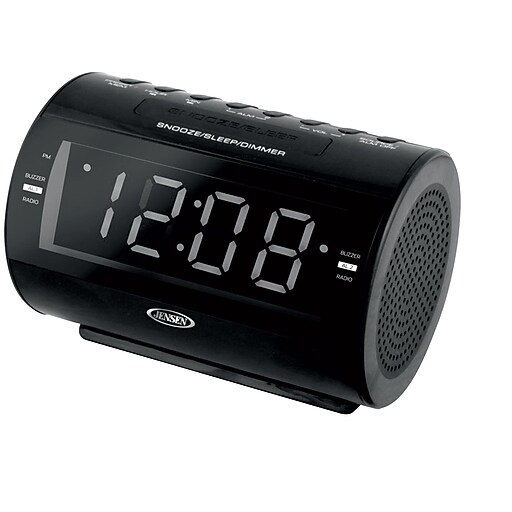 Jensen JCR210 AM/FM Dual Alarm Clock Radio with Nature Sounds, Black