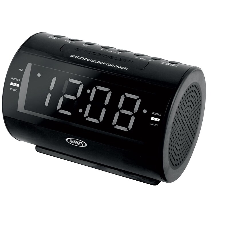 Jensen JCR-210 AM/FM Dual Alarm Clock Radio with Nature Sounds, Black (JCR-210) image 1