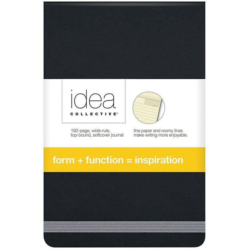 Oxford Idea Collective Pocket Journal, 3.5" x 5.5", Wide Ruled, Black, (56885) image 1