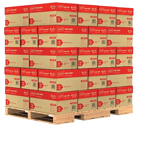 Staples® Copy Paper, 8 1/2" x 11", 40 Cases/Pallet (135848LQO) Staples