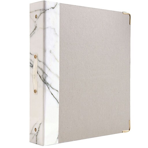 Shop Staples for russell + hazel Signature Binder, Marble, 1.5" ThreeRing, Round Ring, Grey