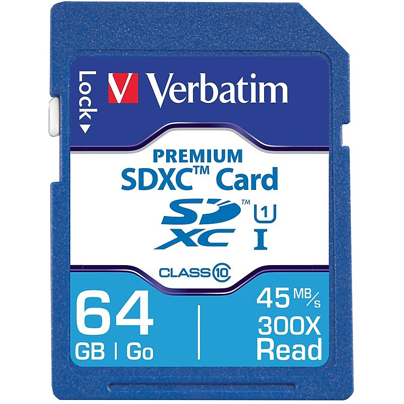 Verbatim Premium 64GB SDXC Memory Card, Class 10, UHS-I (44024) image 1
