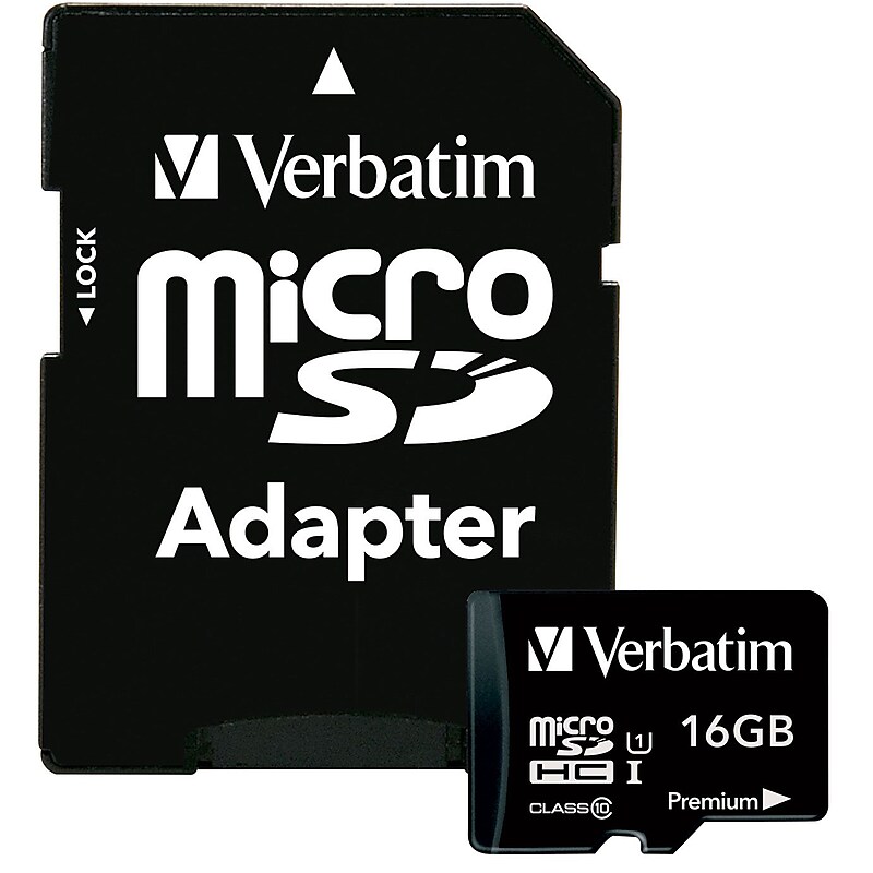 Verbatim® 16GB microSDHC (microSD High Capacity) Class 10 Flash Memory Card With Adapter image 1