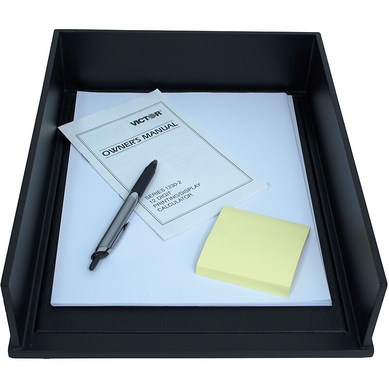 Victor Technology Wood Midnight Black Stackable Front-Loading Letter Tray (1142-5) image 1