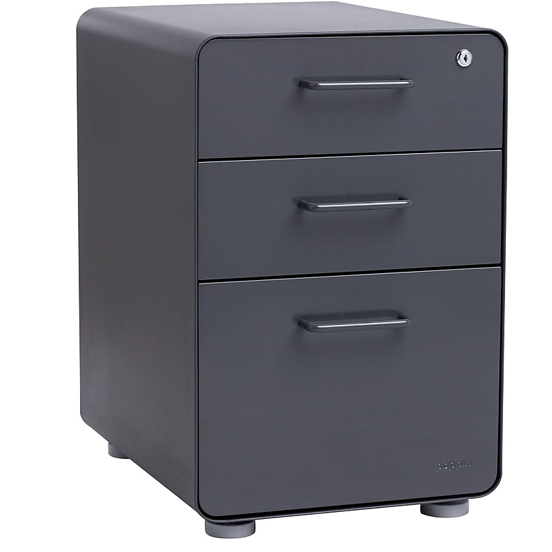 Poppin Stow 3 Drawer Vertical File, Charcoal, Letter/Legal, 15.75''W (103536) image 1