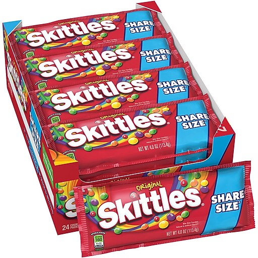 Skittles® Original Fruit Flavored Candy King Size, 4 oz. Bags, 24 Bags