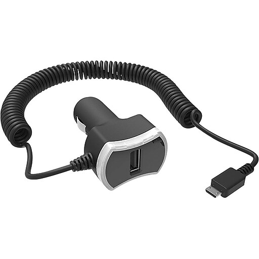 Staples® Dual Device Rapid Car Charger with microUSB Connector, Black