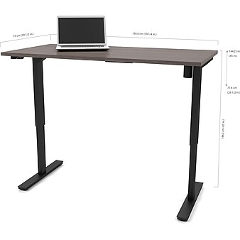 Bestar® Pro-Linea 30x60" Electric Height-Adjustable Table, Bark Gray (65867-47)