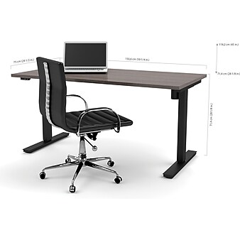 Bestar® Pro-Linea 30x60" Electric Height-Adjustable Table, Bark Gray (65867-47)