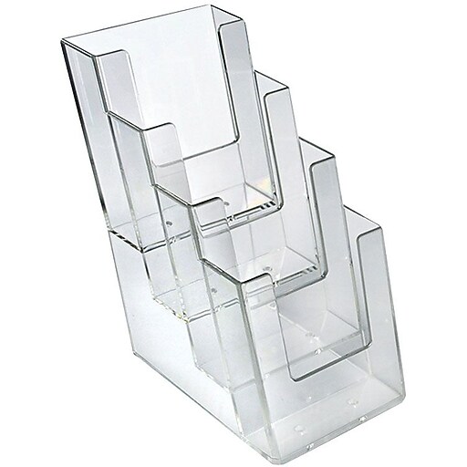 Azar Brochure Holder, 4.25" x 10", Vertical, Clear Plastic, 2/Pack