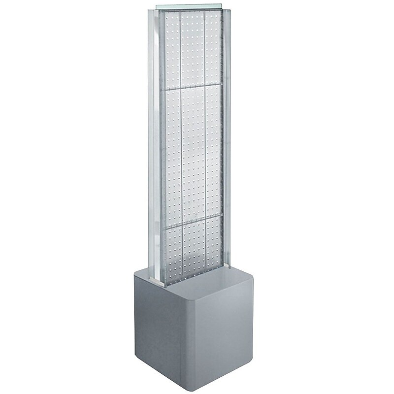 Two-Sided Pegboard Floor Display, 13.5"W x 44"H, Clear (700728-CLR) image 1