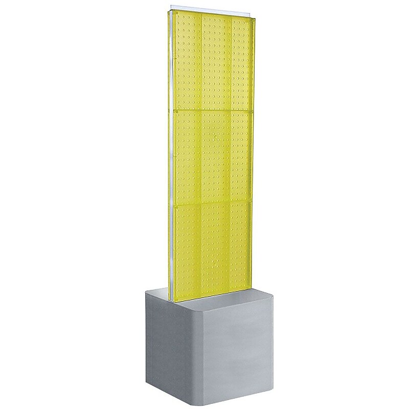 Azar Two-Sided Pegboard Floor Display on Adjustable Studio Base, 16"W x 60"H, Yellow (700775-YEL) image 1