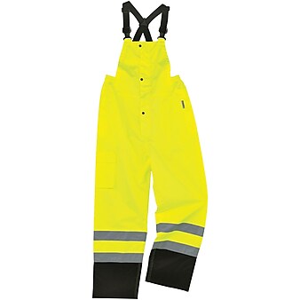 Ergodyne® GloWear 8918BK Rain Bibs, Lime, 5XL