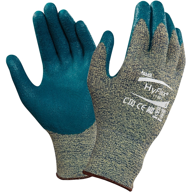 Ansell® HyFlex® DuPont™ Kevlar® Lining Foam Nitrile Cut Resistant Gloves, Green/Blue, Size 10 image 1