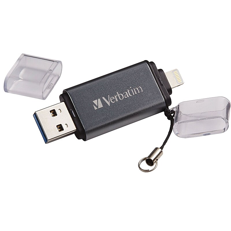 Verbatim Store 'n' Go Dual 64GB USB 3.0 Lightning Flash Drive, Graphite (49301) image 1