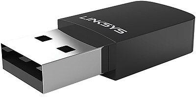 Linksys - Next-Gen AC Dual-Band AC600 USB Network Adapter - Black