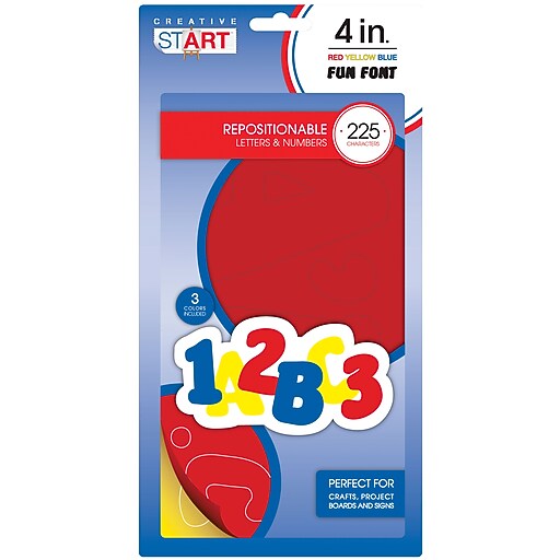Creative Start® 4" Peel & Stick Letters and Numbers, Block, Red/Yellow