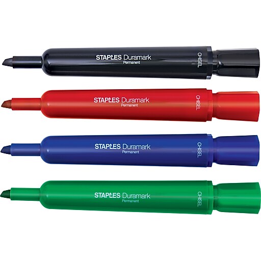 STAPLES® DURAMARK® PERMANENT TANK MARKERS, CHISEL, ASST 8PK (29202