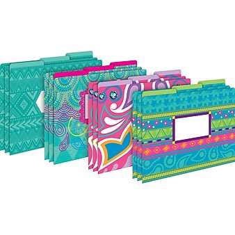 Barker Creek Bohemian Decorative Letter-Sized File Folders, Multi-Design, 3-Tab, 12 per Package/4 Designs