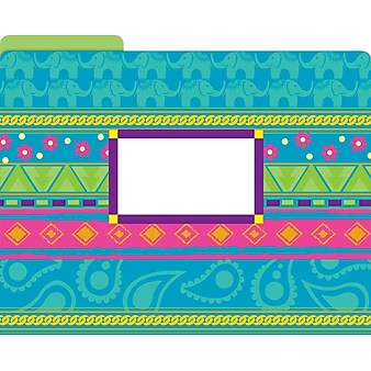 Barker Creek Bohemian Decorative Letter-Sized File Folders, Multi-Design, 3-Tab, 12 per Package/4 Designs