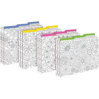 Barker Creek Color Me! In My Garden Decorative Letter-Sized File Folders, Multi-Design, 3-Tab, 12 per Package/4 Designs