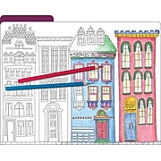 Barker Creek Color Me! Cityscapes Decorative Letter-Sized File Folders, Multi-Design, 3-Tab, 12 per Package/4 Designs