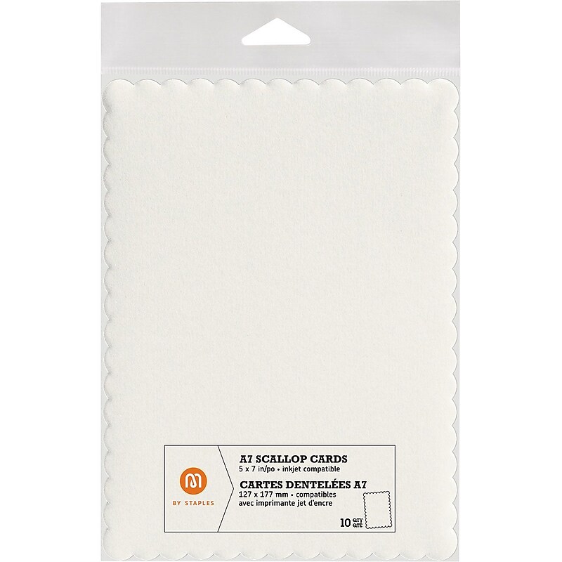 M by Staples® Scallop Shape Card, A7, Ivory, 10/Pack, (10832001) image 1