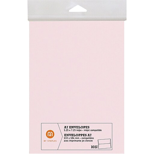 M by Staples®, Envelopes, A7, Pink, 10/pack, (10833002) at Staples