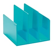 Poppin Fin 3 Compartment Plastic File Organizer, Aqua (102747)