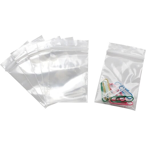 2 x 3" Reclosable Poly Bags, 2 mil, Clear, 1000/Carton (29436) at Staples