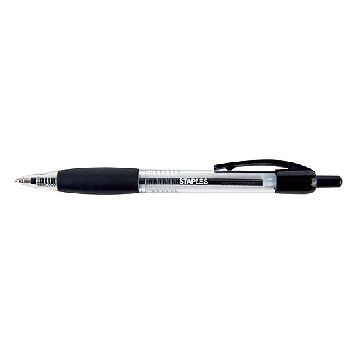 Staples® Ballpoint Retractable Pens Med 1.0mm Black 12pk (50793) at Staples