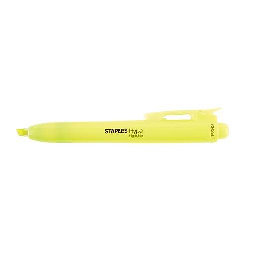Staples® Hype® Retractable Highlighters Chisel Yellow 4pk (50806) Staples