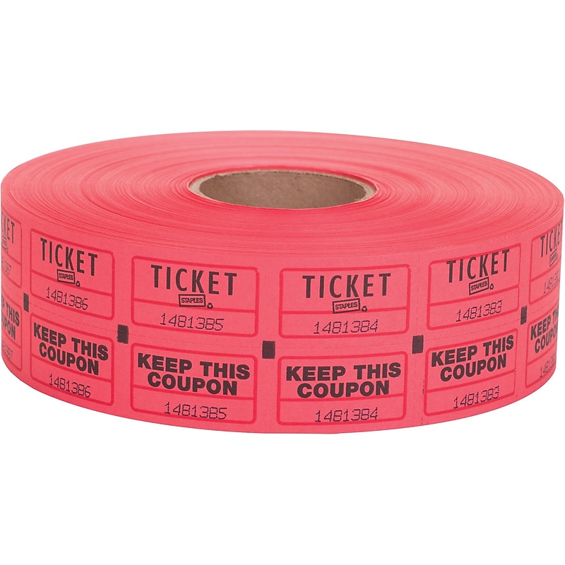 Staples Double Ticket Roll, 2000/Roll (19163) image 1