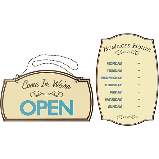 Cosco Boutique Open and Business Hours Signs, 2 Pack (098380KIT) Staples