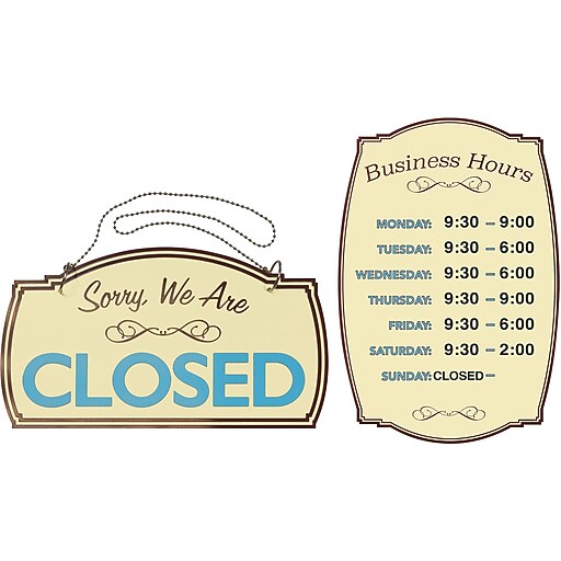 Boutique Open and Business Hours Signs 2 pack Staples