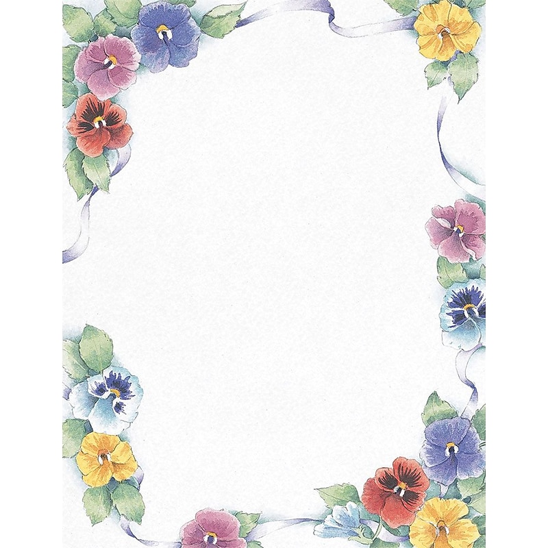Great Papers! Pretty Pansies Letterhead, 8.5" x 11", 80 Count image 1