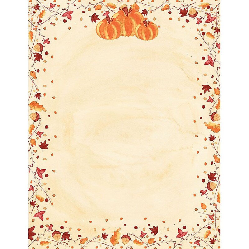 Great Papers Painted Pumpkin Seasonal Letterhead, Multicolored, 80/Pack (2015086) image 1
