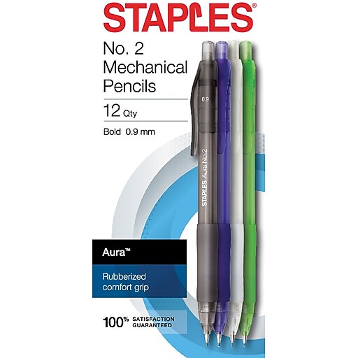 Staples® Aura™ Mechanical Pencils 0.9mm Assorted 12pk [50370] Staples